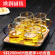 花安家直筒玻璃杯 玻璃小茶杯帶把品茗杯透明小杯子耐熱杯功夫茶具套裝