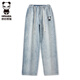 HIPANDA你好熊貓高端牛仔褲男寬松直筒闊腿休閑百搭男女同款夏季薄款褲子 冰川藍 M【建議110-130斤】