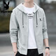 花花公子（PLAYBOY）衛(wèi)衣外套男春秋新款潮流百搭休閑長(zhǎng)袖男時(shí)尚韓版連帽開衫上衣男裝 黑色 C-1925HH5039 XL 175