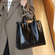 高巴度（GORBADO）時(shí)尚簡(jiǎn)約純牛皮女神節斜挎手提包女百搭2026春夏款真皮豎款托特包 黑色