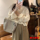 美安嘉慵懶風(fēng)鏤空上衣韓版網(wǎng)衫女夏季針織長(cháng)袖套頭薄款遮陽(yáng)吊帶外搭罩衫 米白色-針織衫 輕薄 M -輕薄針織衫