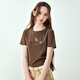 樂(lè )町Little Lulu聯(lián)名夏季新款緊身圖案綁帶T恤女C1CNE2122 棕色 M