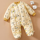 棉谷朵寶寶連體哈衣冬季純棉花手工加厚連體衣新生兒包腳棉衣嬰兒外出服 黃小樹(shù) 80 碼（適合10-14個(gè)月）