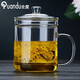 全度（Quandu）玻璃茶杯泡茶杯玻璃杯復古懷舊玻璃大茶缸辦公家用加厚玻璃水杯 茶缸透明700ML+內膽