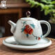 陶迷月白汝窯茶壺陶瓷開片可養(yǎng)大容量單壺功夫茶具禪意大號泡茶器 吉柿高照-單壺