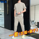 VACK夏季衣服男夏裝短袖冰絲套裝潮流衣服男運(yùn)動(dòng)套裝男士休閑男裝潮牌 2201卡其 XL(推薦體重130-145斤)