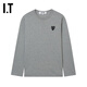 COMME DES GARCONS PLAY CDG 川久保玲 IT 情侶圓領(lǐng)長(cháng)袖T恤休閑簡(jiǎn)約 GYX/中灰色 L