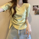 詩(shī)迦努夏季2025v領(lǐng)修身短款辣妹正肩t恤女短袖設(shè)計(jì)感小眾小個(gè)子上衣 白色【今年流行的女裝搭配 白色t M （建議80-100斤）