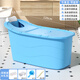 捷貝（Jebe baby） 捷貝成人浴桶塑料兒童大人洗澡盆家用大號洗澡桶沐浴盆泡澡桶 1.2米加厚藍色禮品+浴桶蓋+靠墊