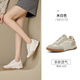 青竹狐內增高芭蕾德訓鞋女2026款夏季搭配裙子真皮透氣鞋休閑百搭小白鞋 米白色內增高-升級豬皮鞋墊 6cm 36