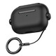 京苑【防開蓋】適用AirPods4保護(hù)套第四代降噪版AirPods Pro二代2/3蘋果耳機(jī)套音樂小子耳機(jī)殼 【全黑色】硅膠軟殼+鎖扣不掉蓋+可做手機(jī)支架+指環(huán) AirPods(第四代)保護(hù)套