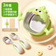 VBOY嬰兒硅膠輔食碗吸盤(pán)碗耐高溫防灑防摔食品級全硅膠316不銹鋼內膽 綠色【不銹鋼內膽】叉勺+吸管
