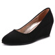 福順緣老北京布鞋女通勤女鞋輕便透氣媽媽工作鞋軟底防滑坡跟舒適女單鞋 黑色-F1606-1 跟高5.5cm 39