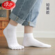 浪莎五指襪男士5雙純棉秋冬季腳趾襪中筒全棉吸汗加厚男襪分趾襪子 【短筒】白色 5雙 均碼