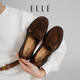 ELLE樂(lè)福鞋女鞋新款單鞋復(fù)古英倫風(fēng)皮鞋磨砂工作鞋子一腳蹬 巧色 38 (240mm) 標(biāo)準(zhǔn)碼