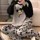 2024春夏秋冬季新款長(zhǎng)袖睡衣女可愛卡通學(xué)生少女士家居服兩件套裝 XB灰色米奇 XL