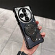 秒揚 防摔氣囊磁吸支架適用oppofindx9手機殼findx7ultra新款電鍍軟findx8pro全包外殼透明高級感 【黑色】磁吸支架+四角防摔氣囊殼 OPPO Find X7