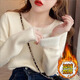 俞兆林一體絨毛衣女新款加絨加厚低領(lǐng)打底針織衫女秋冬內(nèi)搭保暖修身上衣