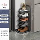 杰妃鞋架家用門(mén)口室內多層簡(jiǎn)易小窄鞋架子出租房用省空間鞋柜宿舍收納 【加粗鋼架】黑色5層款