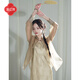 逸紅顔（E.Beauty）毓語2025春夏新款高質(zhì)軟透真絲紗質(zhì)新中式刺繡襯衣防曬上衣 燕羽棕 M