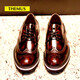 THEMUS正裝鞋系帶時(shí)尚男鞋牛皮英倫潮牌16033 酒紅色 42
