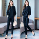 衣典零一時(shí)尚洋氣質(zhì)運動(dòng)兩件套裝女2024春秋季新款女裝中年休閑褲哈倫褲子 黑色 L