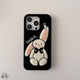 葵也適用蘋果16promax手機殼新款時尚iPhone15pro創(chuàng)意個性可愛防摔潮 【絨布刺繡黑底兔子】單殼 iPhone16 Pro Max