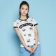 艾格短袖T恤女2024夏春季新品簡約休閑百搭圓領(lǐng)寬松純棉女士上衣Z18 本白 36S