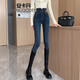 安卡丹牛仔褲女小腳秋冬新韓版高腰修身顯瘦女生彈力百搭鉛筆長(cháng)褲子6005 藍灰長(cháng)褲無(wú)絨 XS碼