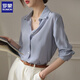 羅蒙（ROMON）品牌條紋襯衫女春秋2025新款溫柔藍色襯衣法式時(shí)尚外穿寬松上衣 藍色 L