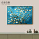 自油自畫(huà) 世界名畫(huà)數字油畫(huà)diy禮物梵高手繪油畫(huà)歐式客廳裝飾掛畫(huà)填色油畫(huà) 杏花 50*70 梵高名畫(huà) 繪畫(huà)套裝
