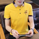 漢角 男士短袖t恤夏季純棉翻領(lǐng)休閑有帶領(lǐng)上衣服青年印花polo打底衫男 黃色 XL/175【120-135斤穿】
