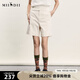 謎底短褲女士2024夏季新品簡約通勤高腰百搭棉彈直筒褲242MK0610 淺卡其 M