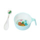 五和（WUHE）輔食碗兒童餐具寶寶吃飯碗卡通帶手柄嬰幼兒碗耐樹(shù)脂食品級防燙 小恐龍單柄碗400ML+勺子
