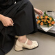 鉑吶苓瑪麗珍高跟鞋女2026春季新款法式高跟鞋單鞋一腳蹬軟底豆豆鞋女士 法式瑪麗珍高跟【米白】偏小半碼 38
