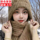 野外尋梅毛線(xiàn)帽子女圍巾一體加厚風(fēng)雪帽秋冬新款松鼠絨毛線(xiàn)編織女學(xué)生保暖 一體風(fēng)雪帽-亞麻色 均碼