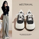 WESTRAVAL小白鞋女2025春季新款女鞋顯腿長9CM內(nèi)增高運(yùn)動(dòng)休閑鞋厚底板鞋女 黑色 36