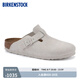 BIRKENSTOCK勃肯德國進口男女款牛皮絨面革軟木Boston包頭拖鞋 復古白色窄版1024740 38