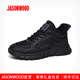 JASONWOOD高檔奢侈品男鞋運動(dòng)鞋男秋季透氣網(wǎng)面潮流休閑鞋子男厚底旅游鞋男 黑色 【品牌男鞋】 41 【皮鞋碼】