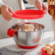 onlycook 盆子304不銹鋼盆家用烘培打蛋盆硅膠底帶刻度和面盆帶蓋帶手柄盆 盆身直徑20cm中號帶蓋/單個(gè)