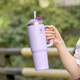 特百惠（Tupperware）大T保溫杯大容量不銹鋼車載巨無霸水杯女吸管保冷冰霸杯子 冰沙紫 1.1L