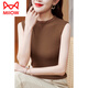 貓人（MiiOW）半高領(lǐng)吊帶背心女春夏小西裝內搭無(wú)袖蕾絲外穿針織打底衫上衣 咖啡色 M