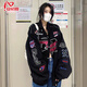 安初夏美式復古刺繡貼布賽車(chē)服春秋新款街頭嘻哈情侶機車(chē)服夾克外套男女 黑色 XL