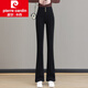 皮爾卡丹（pierre cardin）微喇牛仔褲女小個(gè)子秋冬款2025年新款高腰顯瘦加絨加厚彈力喇叭褲 黑色 2XL