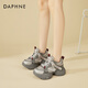 達芙妮厚底增高老爹鞋女輕便百搭運動(dòng)鞋小個(gè)子松糕底休閑鞋女 槍色 38 