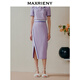 MAXRIENY【多巴胺穿搭】都市摩登運動(dòng)風(fēng)開(kāi)叉半裙針織裙 煙灰紫 S 01