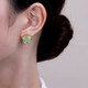 禾娘綠色四葉草旋轉(zhuǎn)耳釘輕奢小眾感花朵耳環(huán) 綠色四葉草耳環(huán)