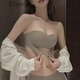 Eiysvm無肩帶內(nèi)衣女前扣式聚攏防滑小胸顯大防走光裹抹胸隱形文胸罩套裝 咖啡色【套裝】 75A 34B【聚攏防滑】