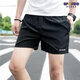 GP 短褲男士夏季冰絲運動(dòng)休閑三分褲潮寬松大褲衩薄款速干沙灘褲3分 黑色繡花三分 M