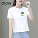 銳竹白色純棉小個(gè)子短袖t恤女夏季新款韓版寬松顯瘦百搭高腰上衣 白色【8619】 M 建議95-105斤